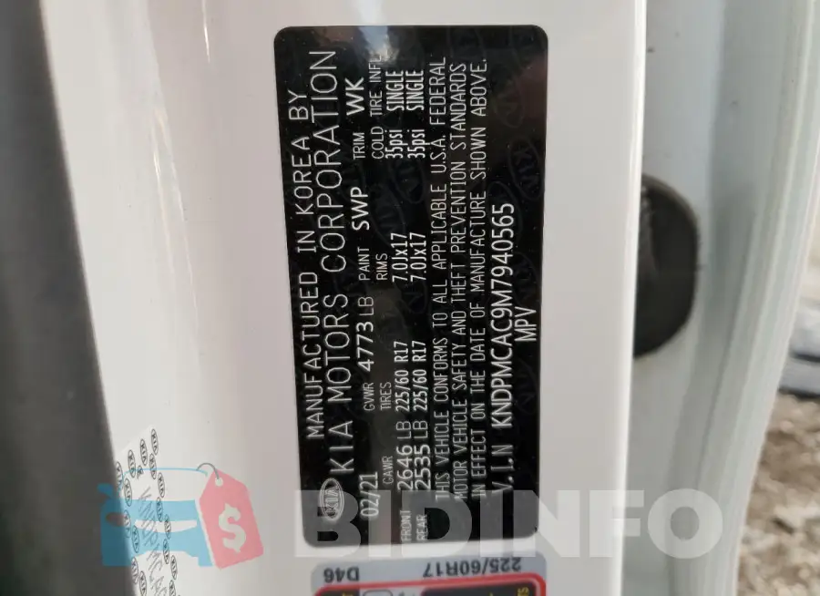 KNDPMCAC9M7940565 Photo# 14