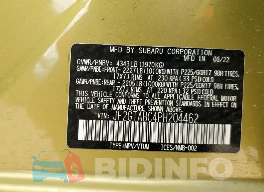 JF2GTABC4PH204462 Photo# 13