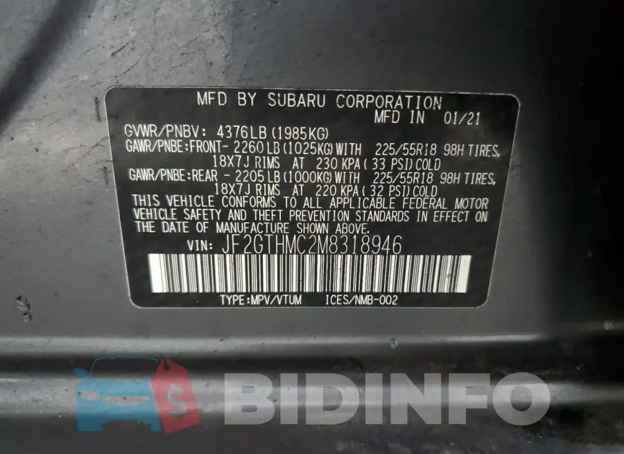 JF2GTHMC2M8318946 Photo# 12