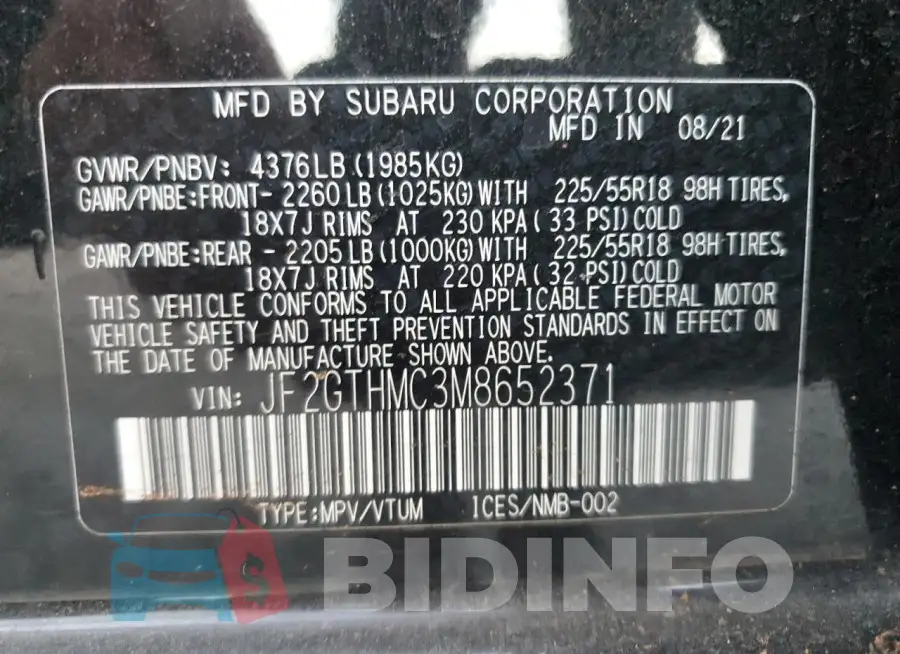 JF2GTHMC3M8652371 Photo# 13
