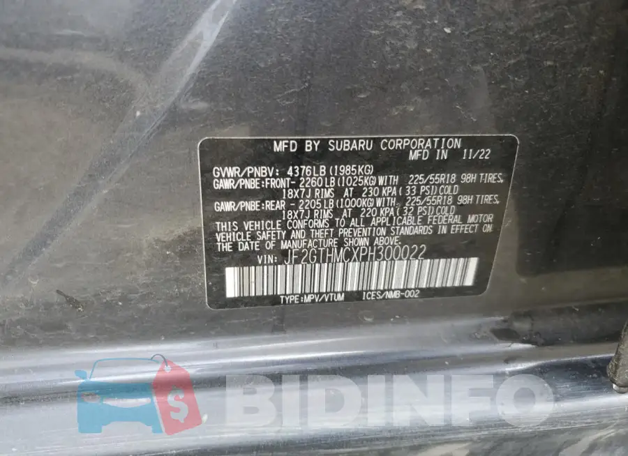 JF2GTHMCXPH300022 Photo# 12