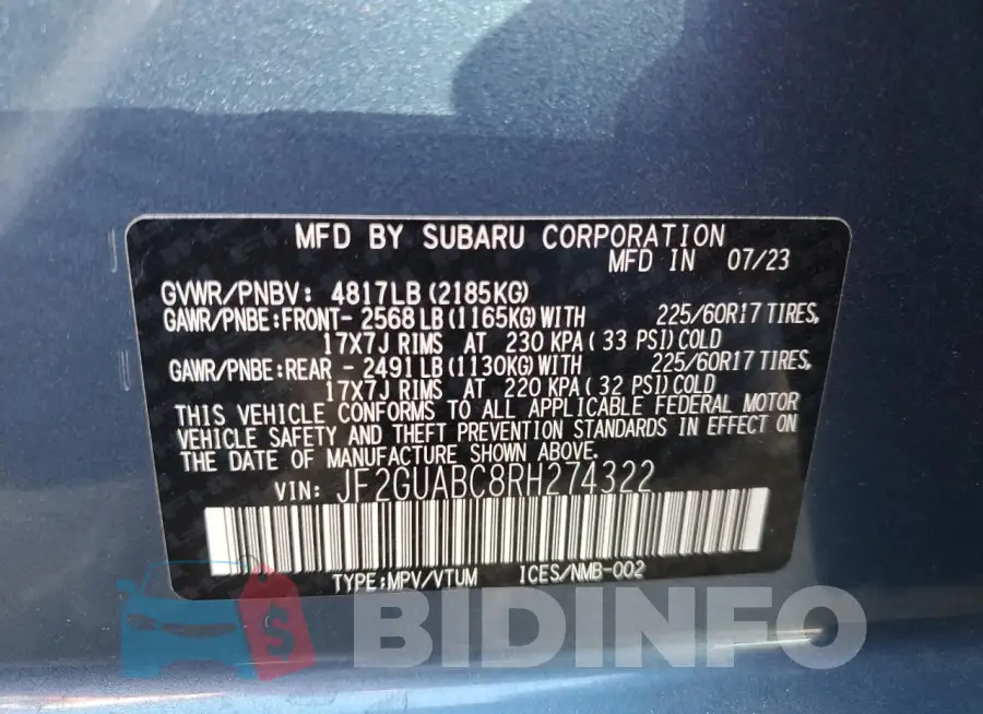 JF2GUABC8RH274322 Photo# 12