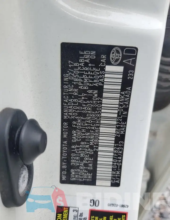 2T1BURHEXHC850012 Photo# 13