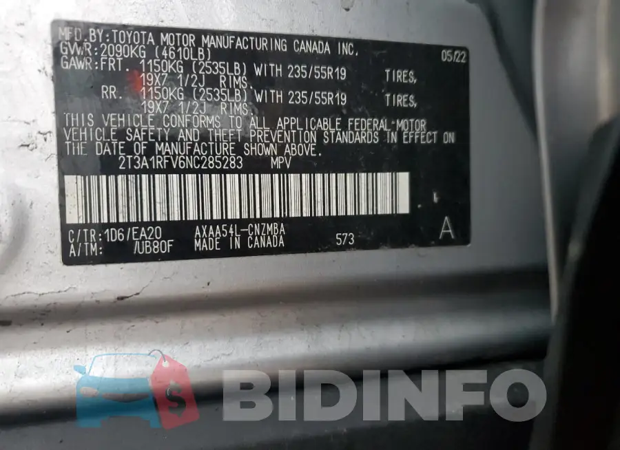 2T3A1RFV6NC285283 Photo# 14