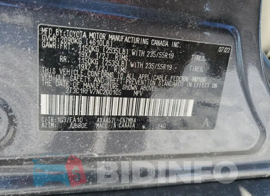 2T3C1RFV7NC200105 Photo# 13