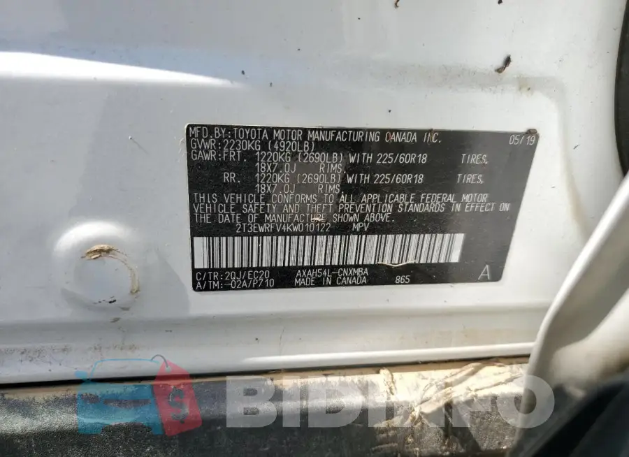2T3EWRFV4KW010122 Photo# 12