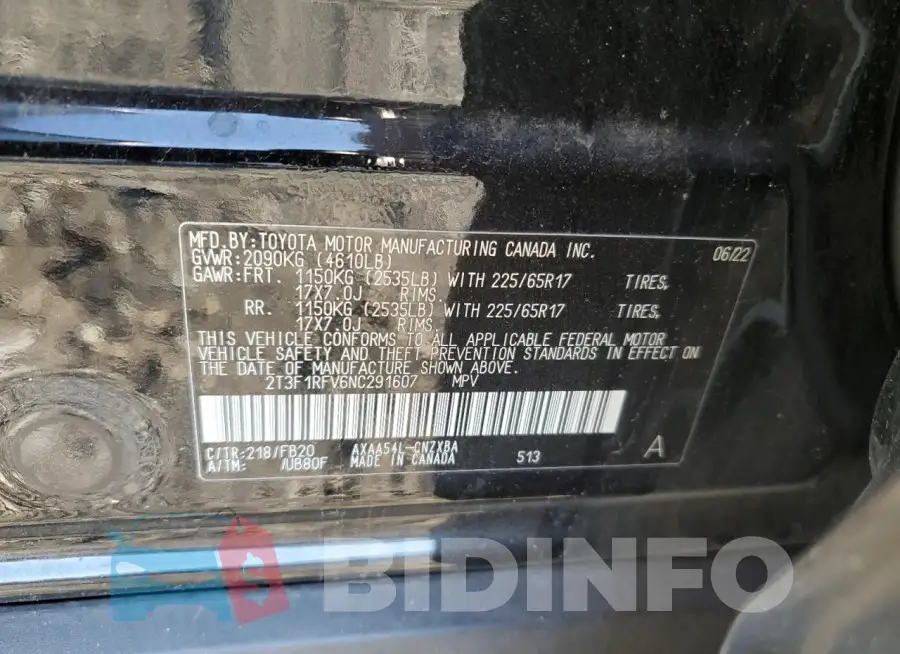2T3F1RFV6NC291607 Photo# 13
