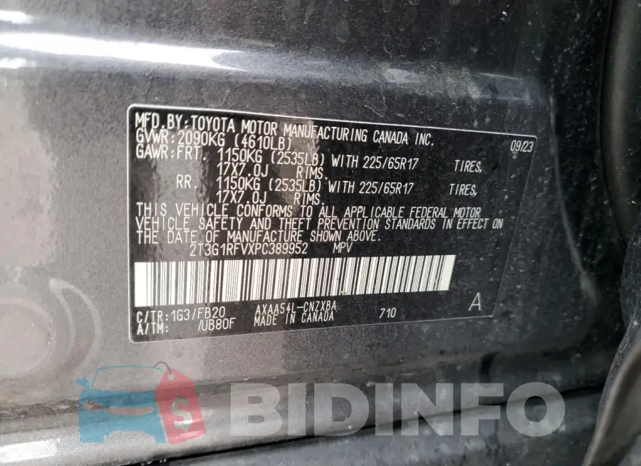 2T3G1RFVXPC389952 Photo# 13