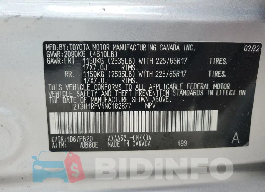 2T3H1RFV4NC182877 Photo# 13