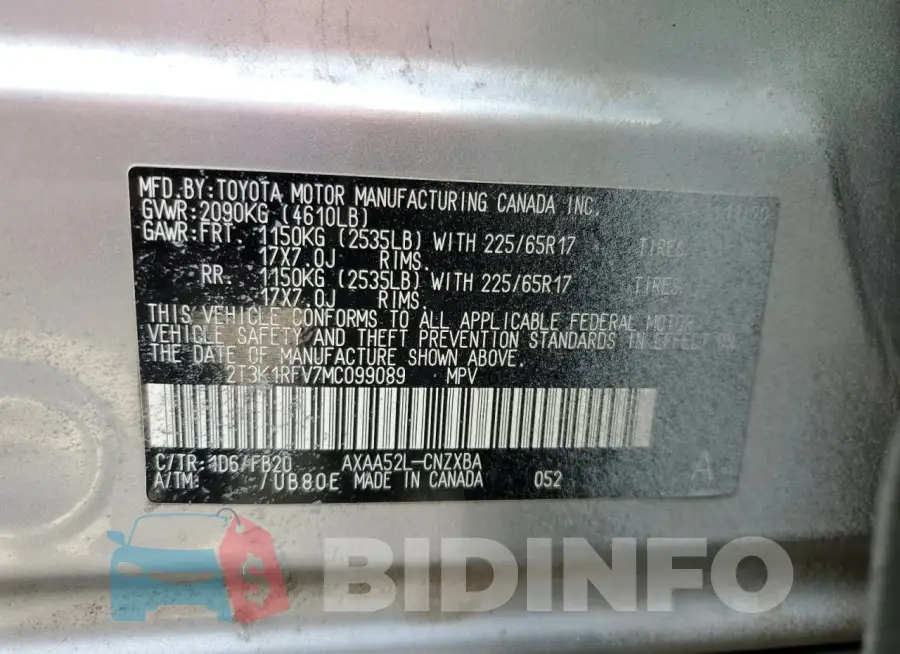 2T3K1RFV7MC099089 Photo# 14