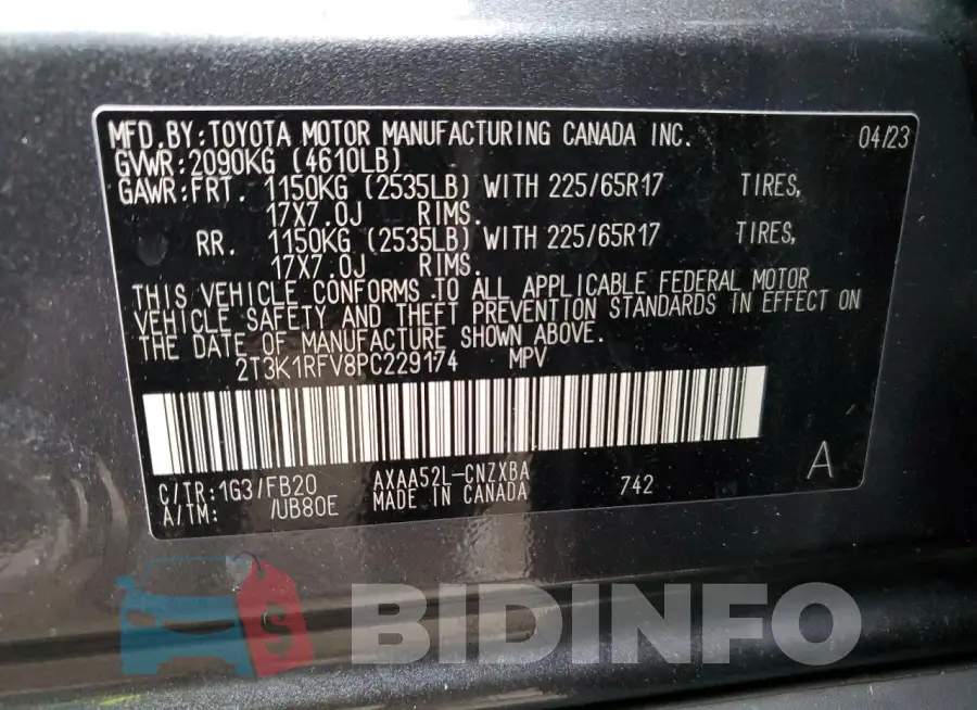2T3K1RFV8PC229174 Photo# 13