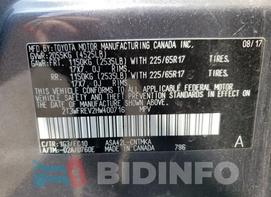 2T3WFREV2HW400716 Photo# 13
