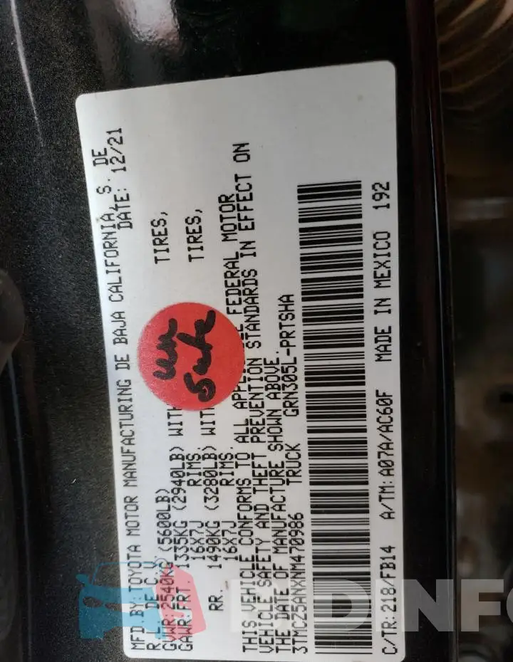 3TMCZ5ANXNM470986 Photo# 13