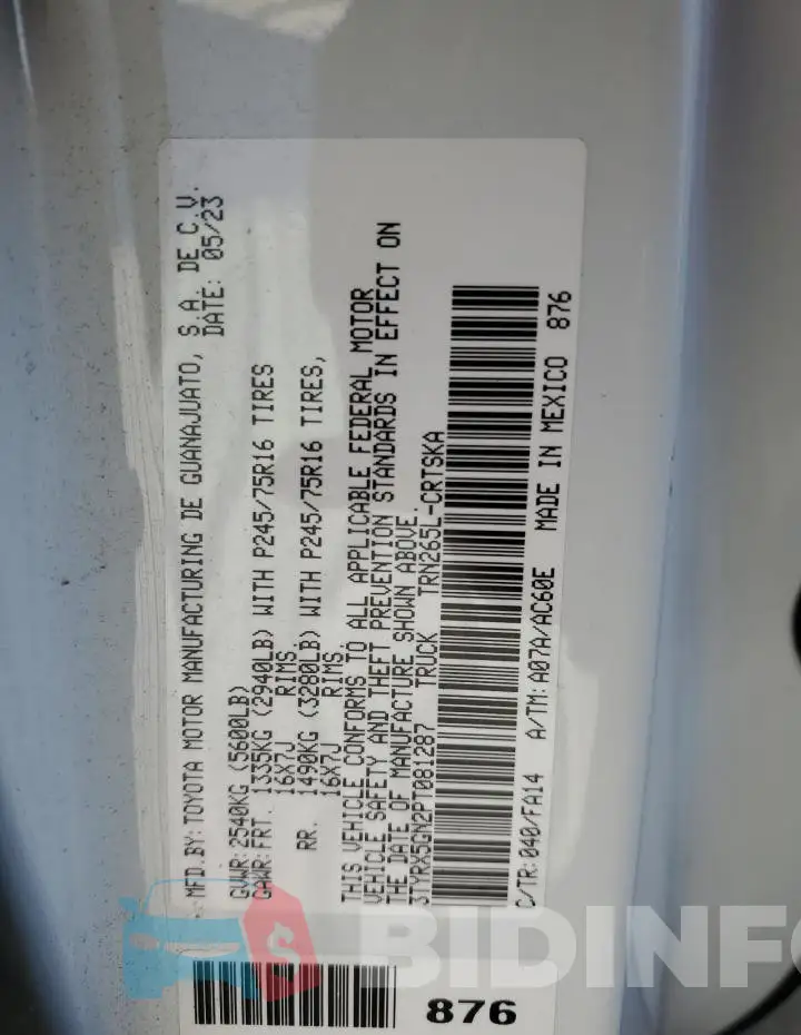 3TYRX5GN2PT081287 Photo# 13