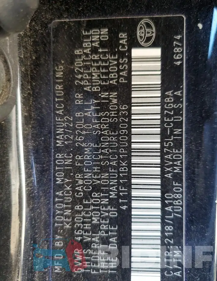 4T1F11BK1PU090236 Photo# 12