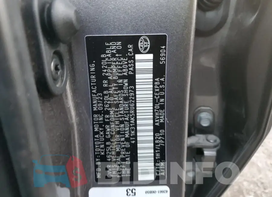 4T1K31AK5RU622973 Photo# 12