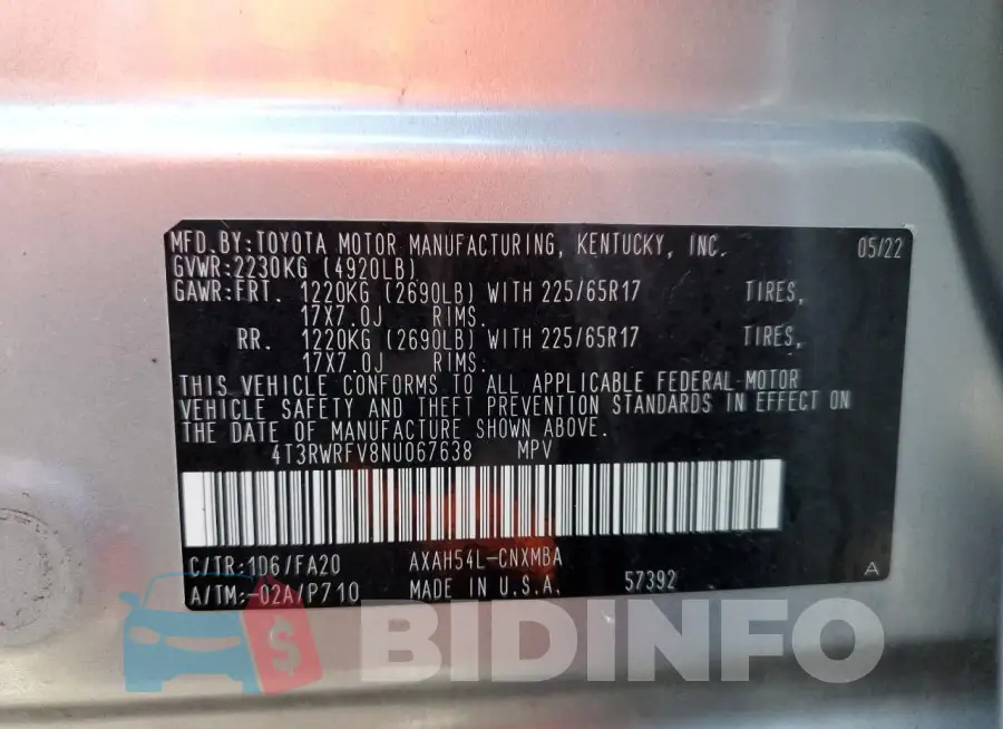 4T3RWRFV8NU067638 Photo# 12