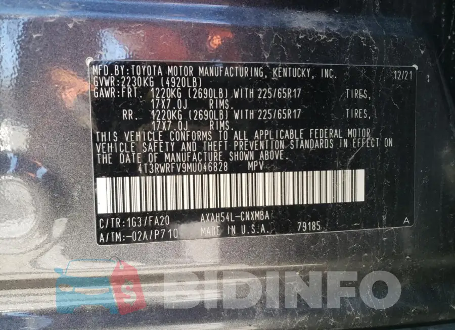 4T3RWRFV9MU046828 Photo# 13