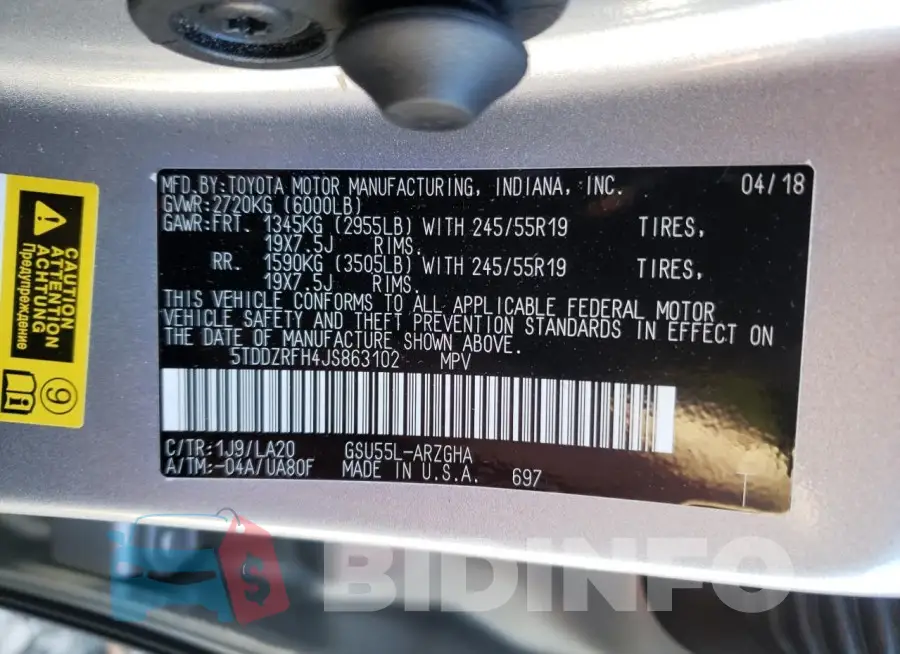 5TDDZRFH4JS863102 Photo# 13
