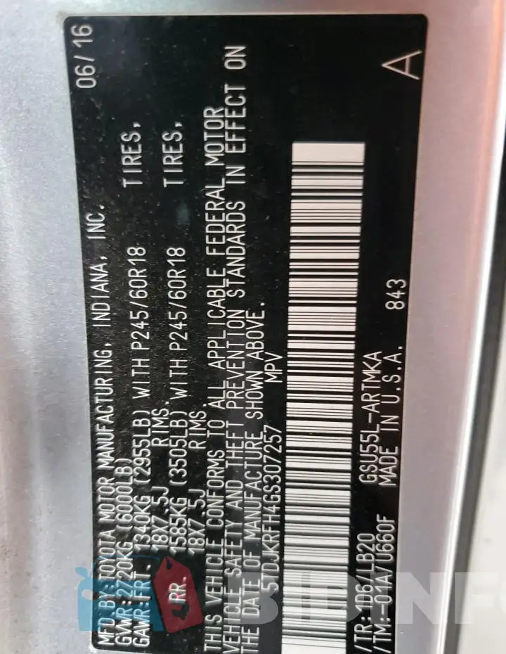 5TDJKRFH4GS307257 Photo# 13