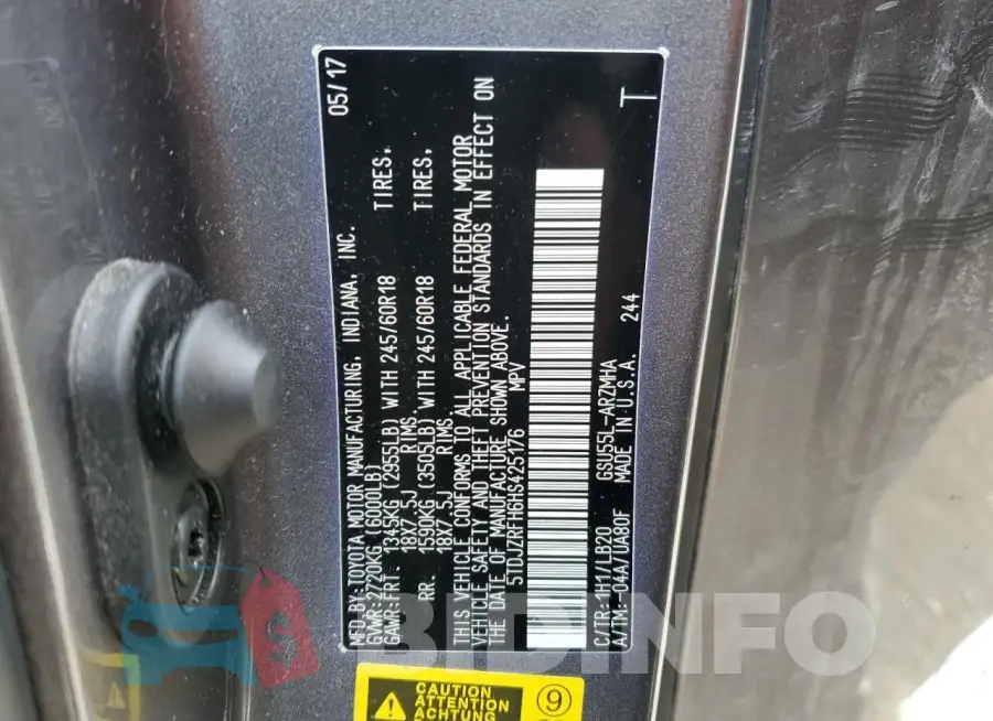 5TDJZRFH6HS425176 Photo# 13