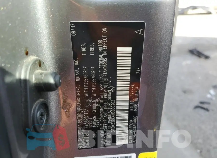 5TDKZ3DC4HS880262 Photo# 13