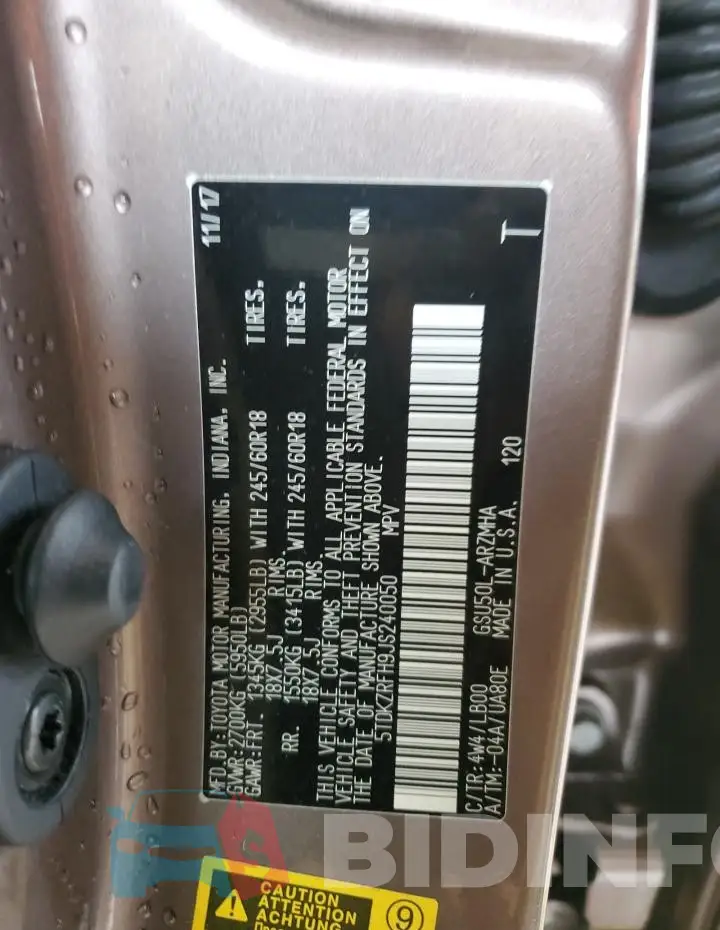 5TDKZRFH9JS240050 Photo# 13