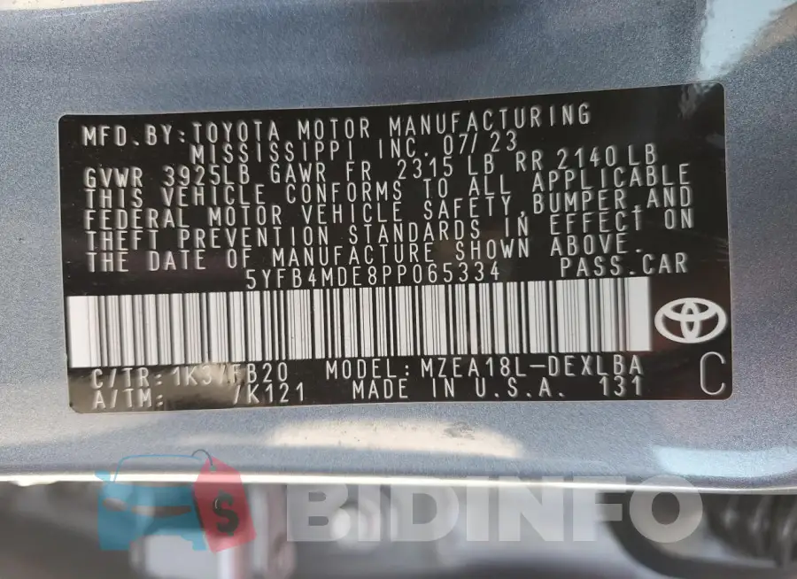 5YFB4MDE8PP065334 Photo# 13