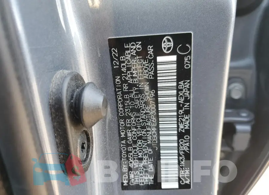 JTDBCMFE6P3007196 Photo# 13