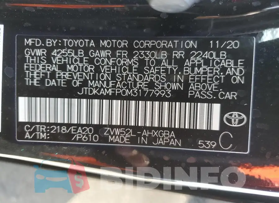 JTDKAMFP0M3177993 Photo# 12