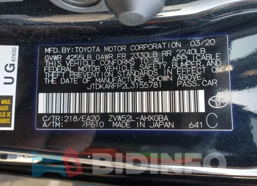 JTDKARFP2L3155781 Photo# 13