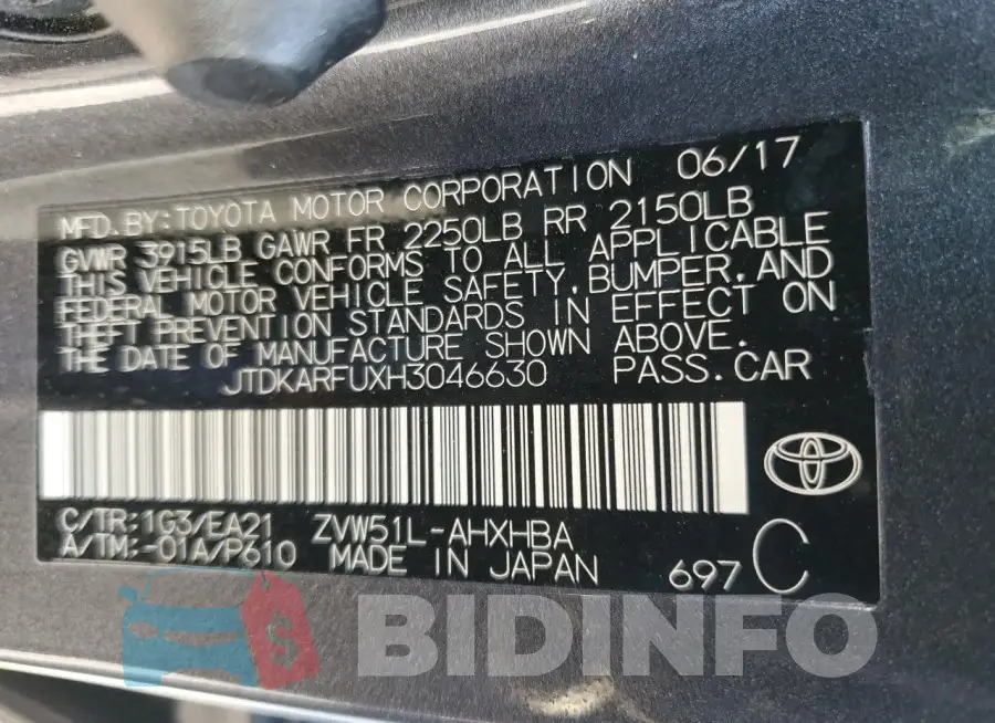 JTDKARFUXH3046630 Photo# 12
