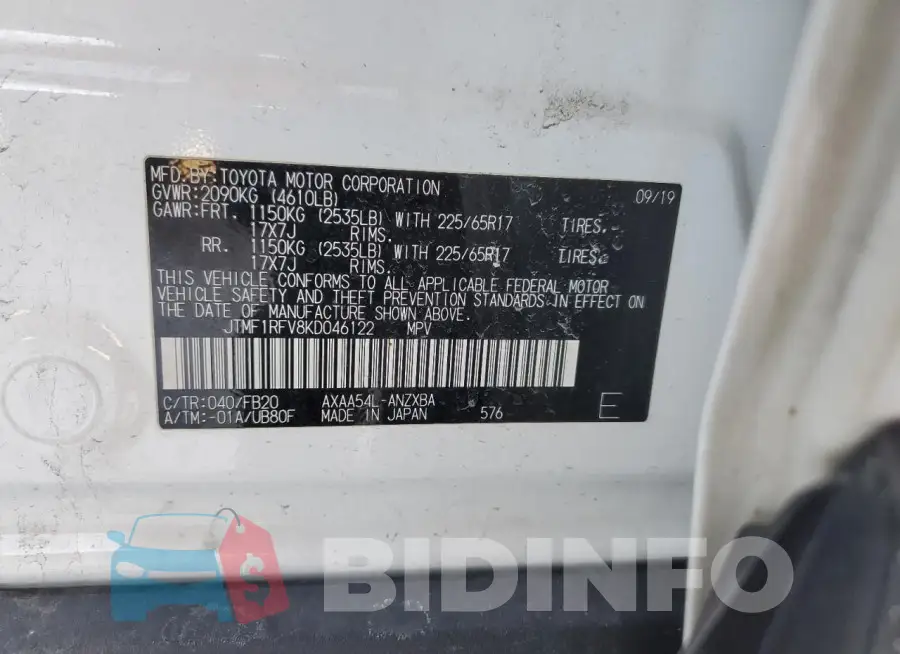 JTMF1RFV8KD046122 Photo# 13