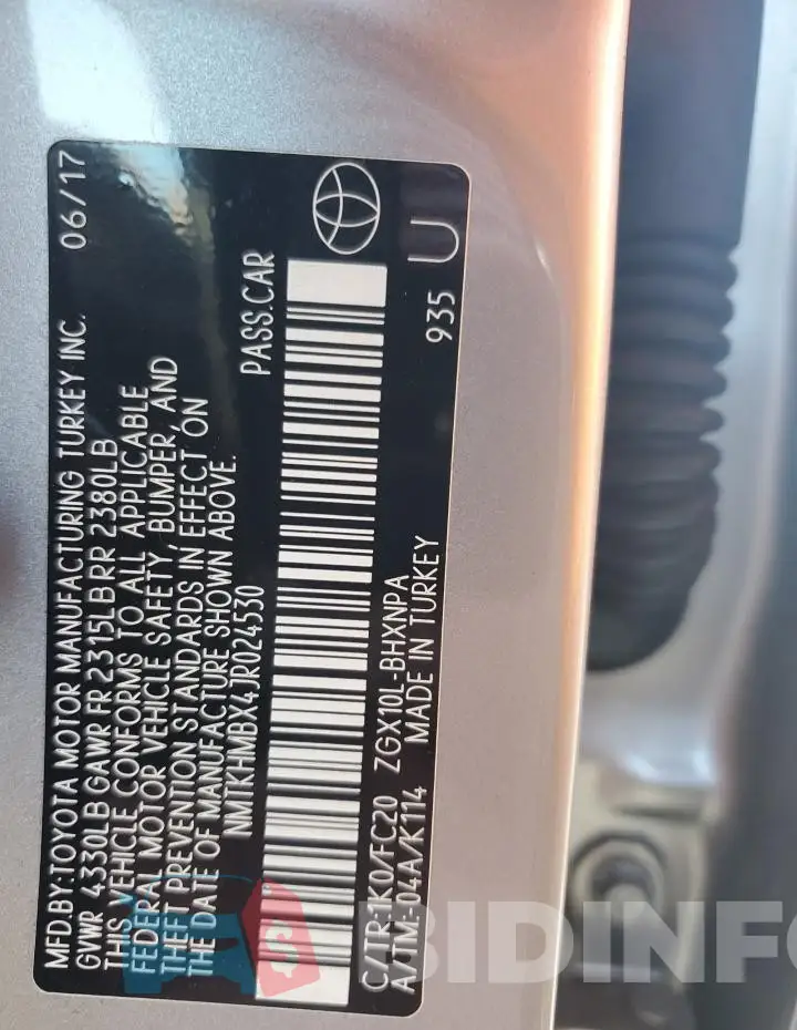 NMTKHMBX4JR024530 Photo# 12
