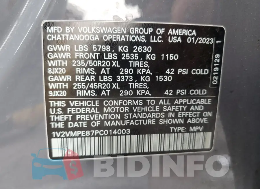 1V2VMPE87PC014003 Photo# 13