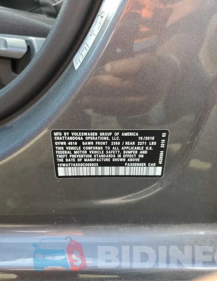 1VWAT7A3XGC009923 Photo# 12