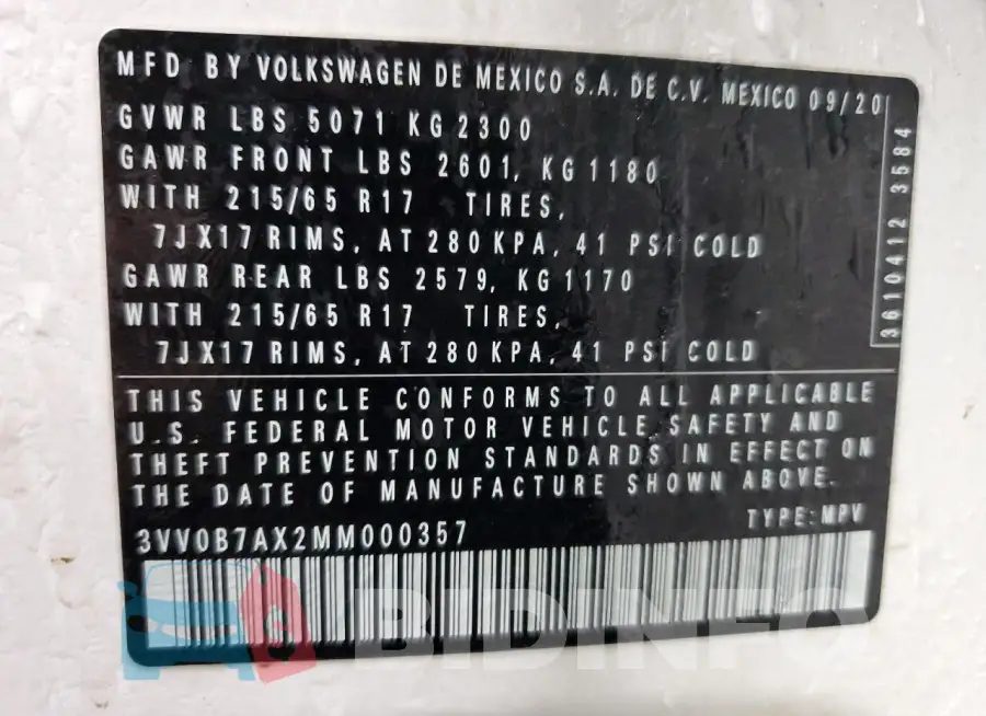 3VV0B7AX2MM000357 Photo# 13