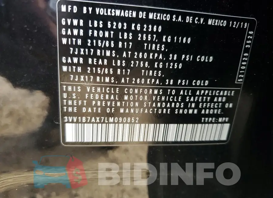 3VV1B7AX7LM090852 Photo# 13