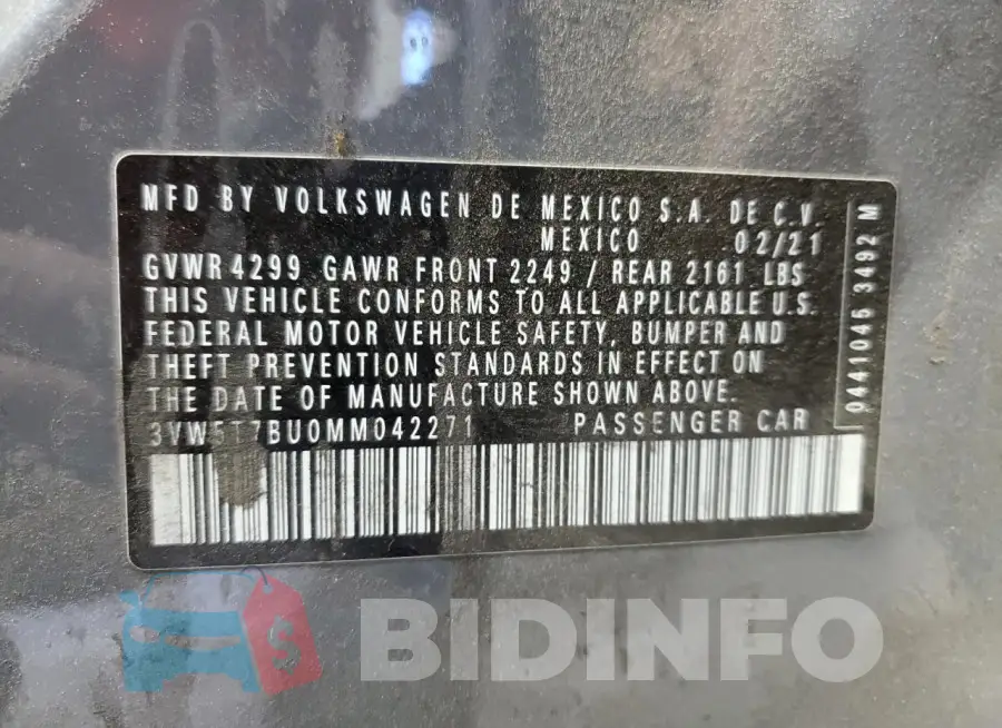 3VW5T7BU0MM042271 Photo# 12