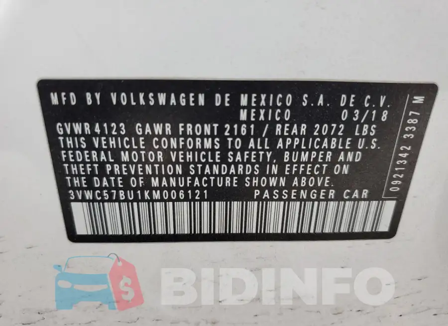 3VWC57BU1KM006121 Photo# 12