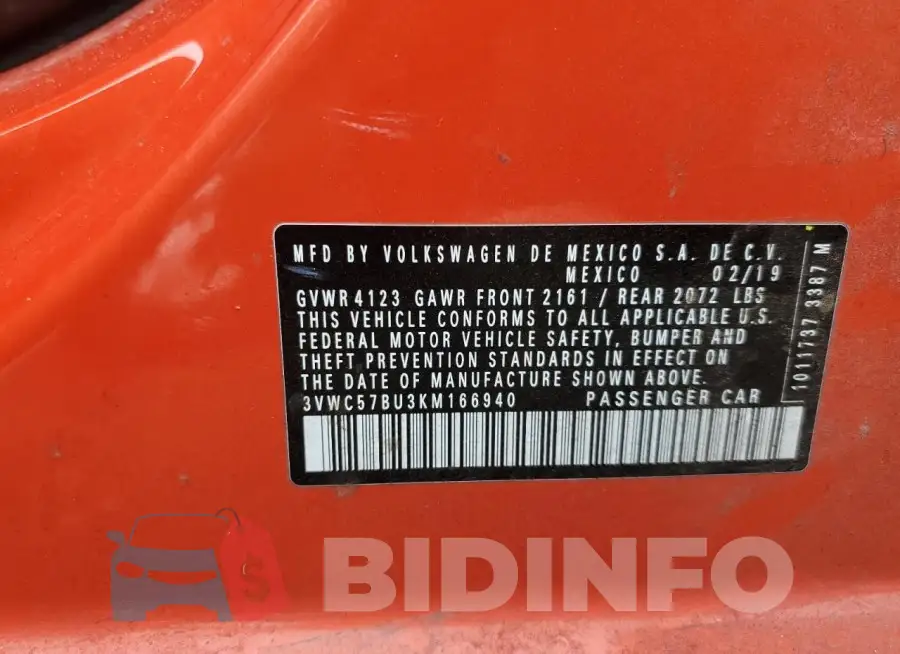 3VWC57BU3KM166940 Photo# 12
