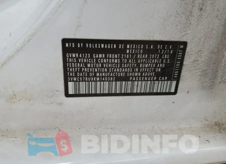 3VWC57BU8KM140382 Photo# 12