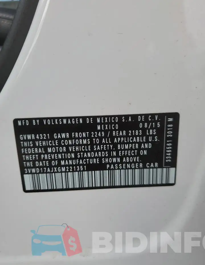 3VWD17AJXGM221351 Photo# 12