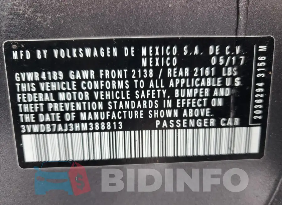 3VWDB7AJ3HM388813 Photo# 12