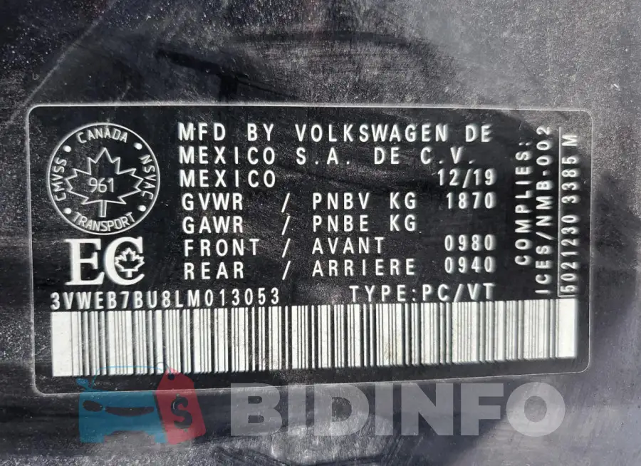 3VWEB7BU8LM013053 Photo# 13