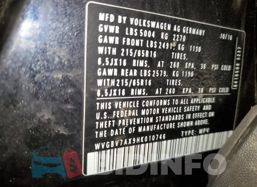 WVGBV7AX9HK010746 Photo# 14