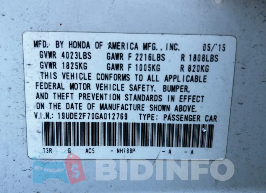 19UDE2F70GA012769 Photo# 12