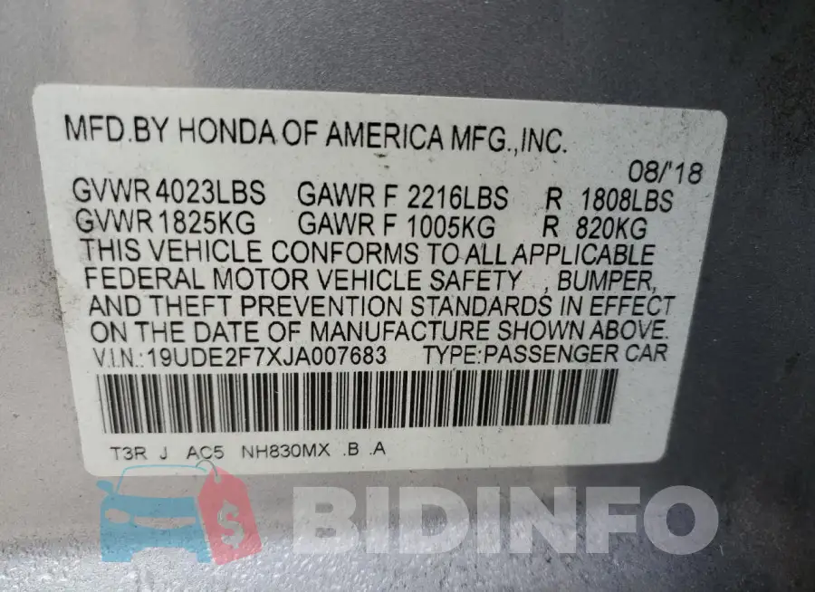 19UDE2F7XJA007683 Photo# 12