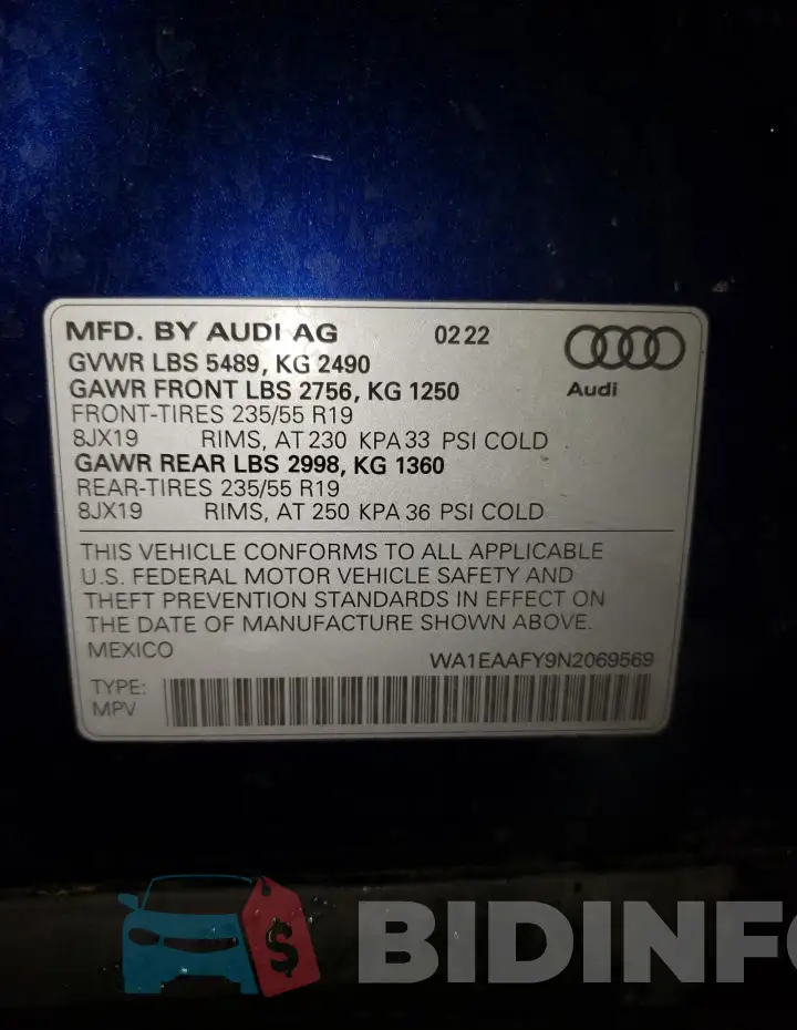 WA1EAAFY9N2069569 Photo# 13