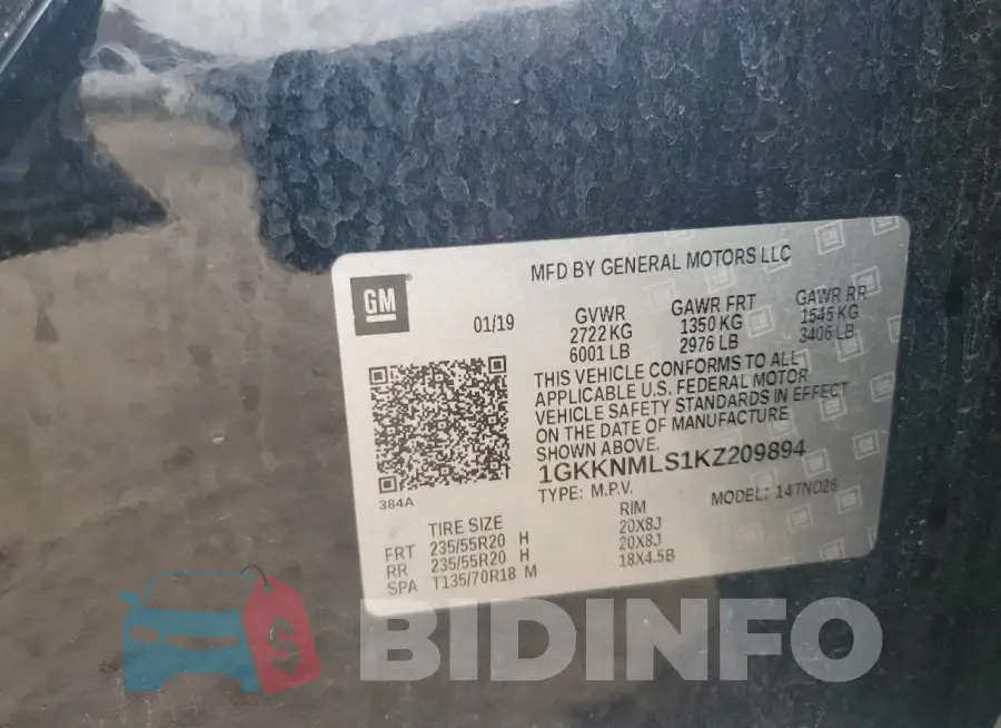 1GKKNMLS1KZ209894 Photo# 13
